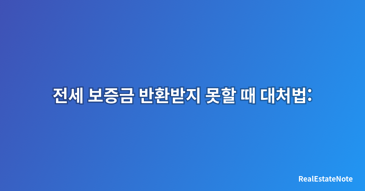 전세 보증금 반환받지 못할 때 대처법: 2025년 최신 완벽 해결 가이드